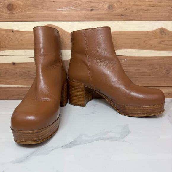 Intentionally Speed Plataform Leather Platform Ankle Boots Brown Size 39 US 8.5 - Picture 6 of 11